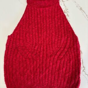Anthropologie Vibrant Red Knit Top